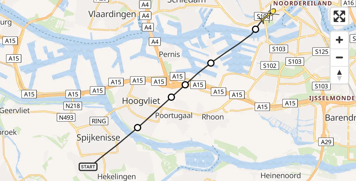 Routekaart van de vlucht: Lifeliner 2 naar Erasmus MC, Heemraadlaan
