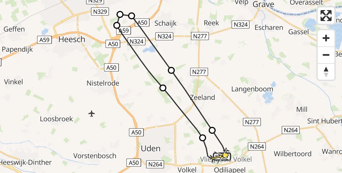 Routekaart van de vlucht: Lifeliner 3 naar Vliegbasis Volkel, Houtvennen