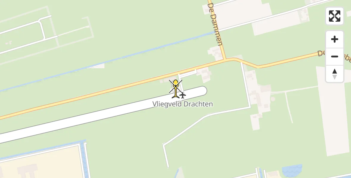 Routekaart van de vlucht: Politieheli naar Vliegveld Drachten