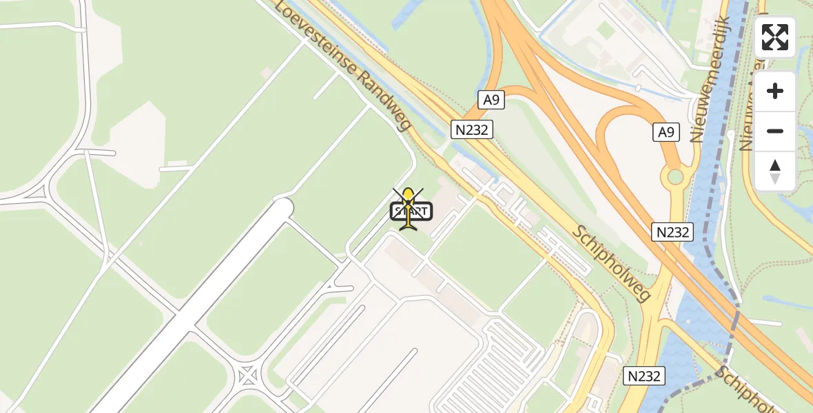 Routekaart van de vlucht: Politieheli naar Schiphol, Walaardt Sacréstraat