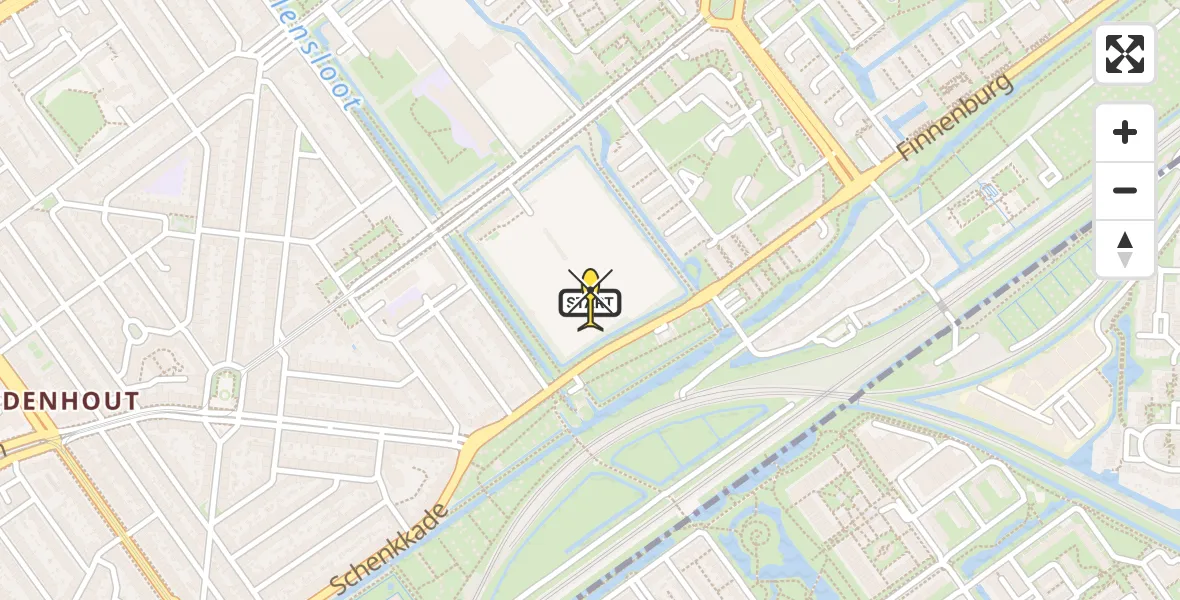 Routekaart van de vlucht: Lifeliner 2 naar Den Haag, Carel Reinierszkade