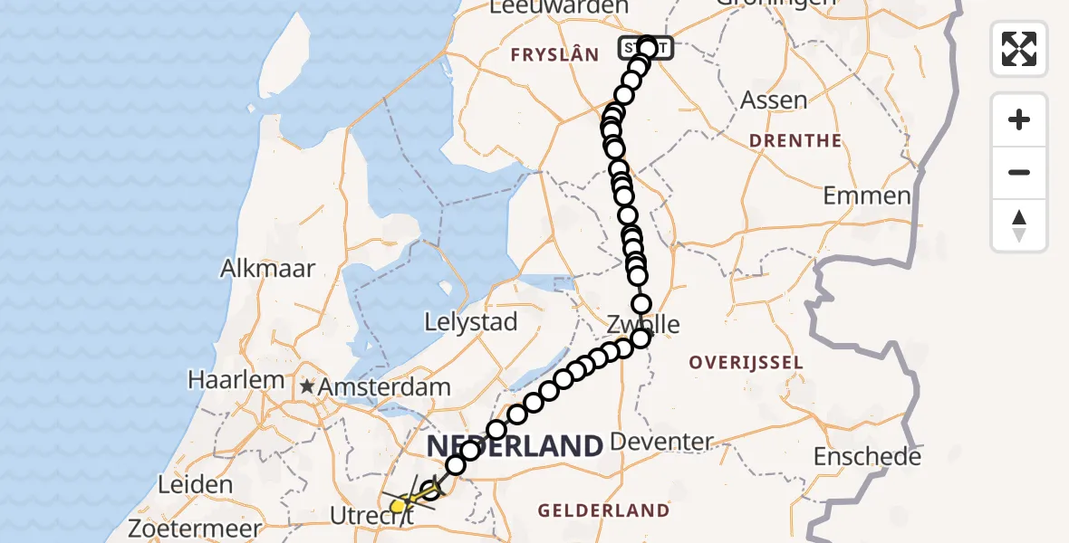 Routekaart van de vlucht: Politiehelikopter naar Soest, Zuiderdwarsvaart