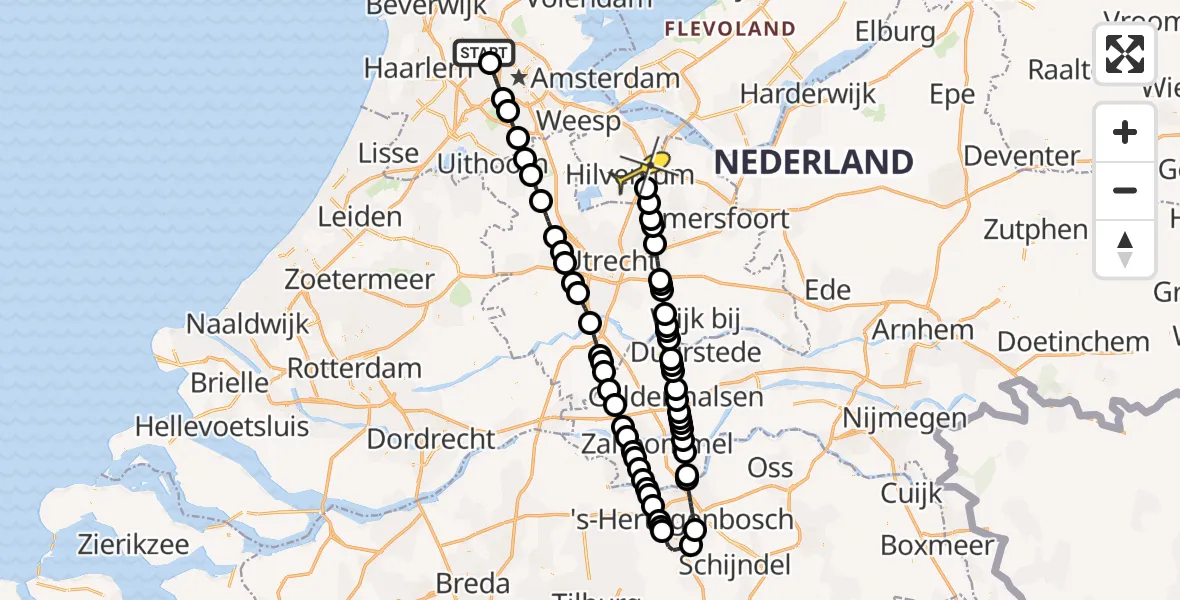 Routekaart van de vlucht: Lifeliner 1 naar Hilversum, Corsicaweg