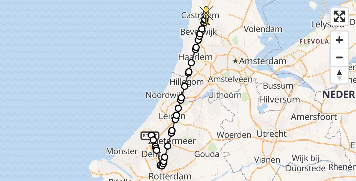 Routekaart van de vlucht: Lifeliner 2 naar Uitgeest, Rijnlandpad