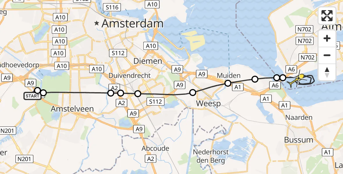 Routekaart van de vlucht: Politieheli naar Almere, Kraayveldstraat