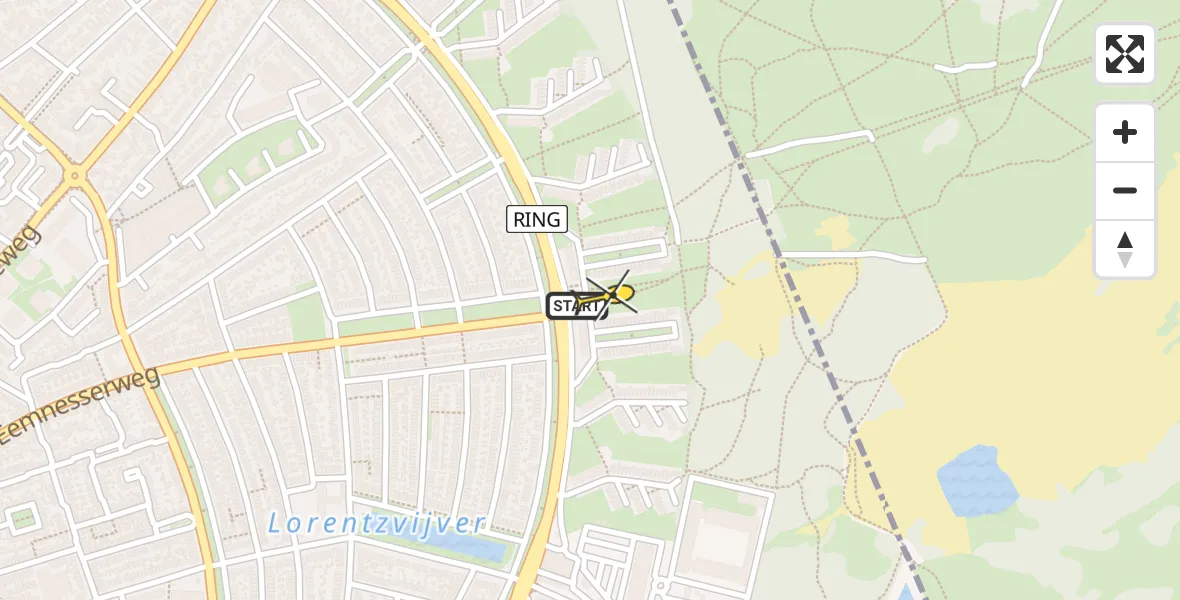 Routekaart van de vlucht: Lifeliner 1 naar Hilversum, Schans