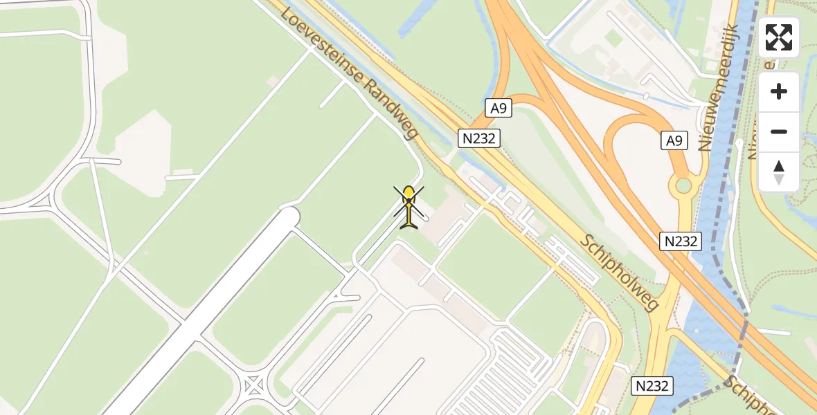 Routekaart van de vlucht: Politieheli naar Schiphol