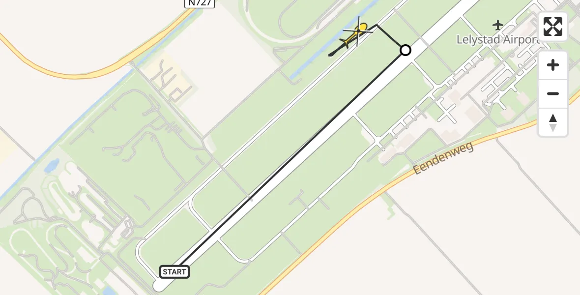 Routekaart van de vlucht: Politieheli naar Lelystad Airport, Flamingoweg
