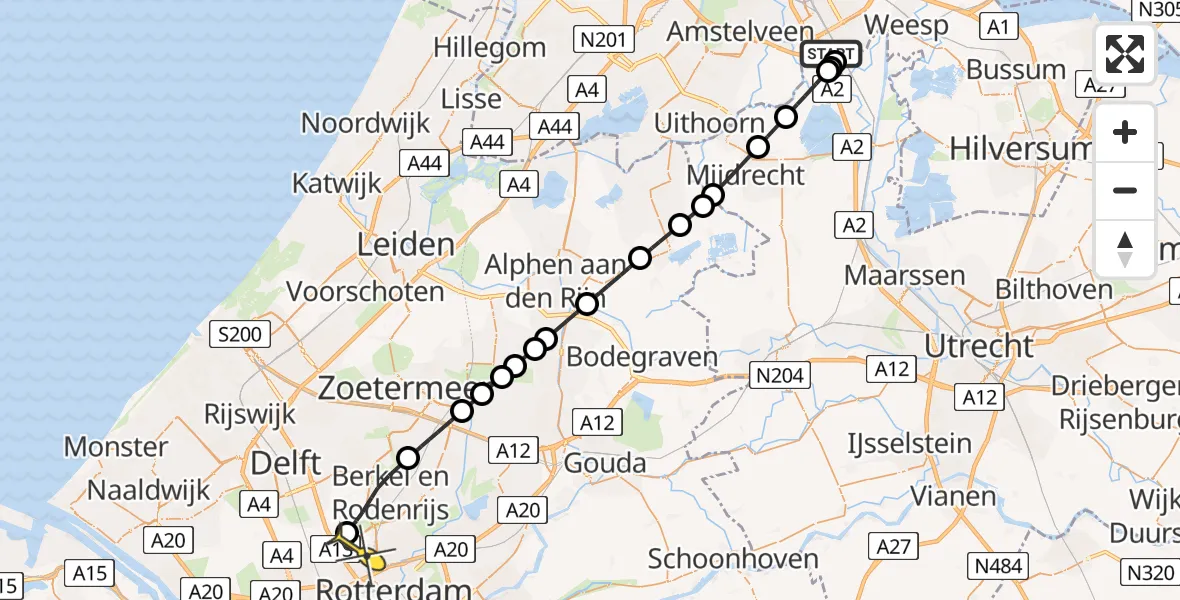 Routekaart van de vlucht: Lifeliner 2 naar Rotterdam The Hague Airport, Abcouderstraatweg