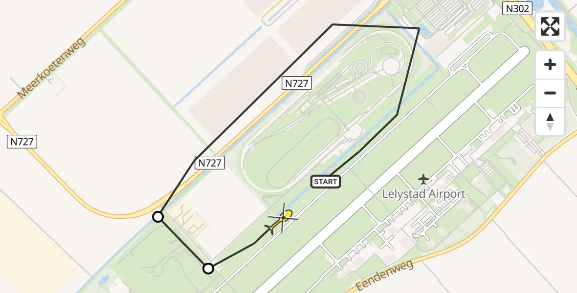 Routekaart van de vlucht: Politiehelikopter naar Lelystad Airport, Terminalplein