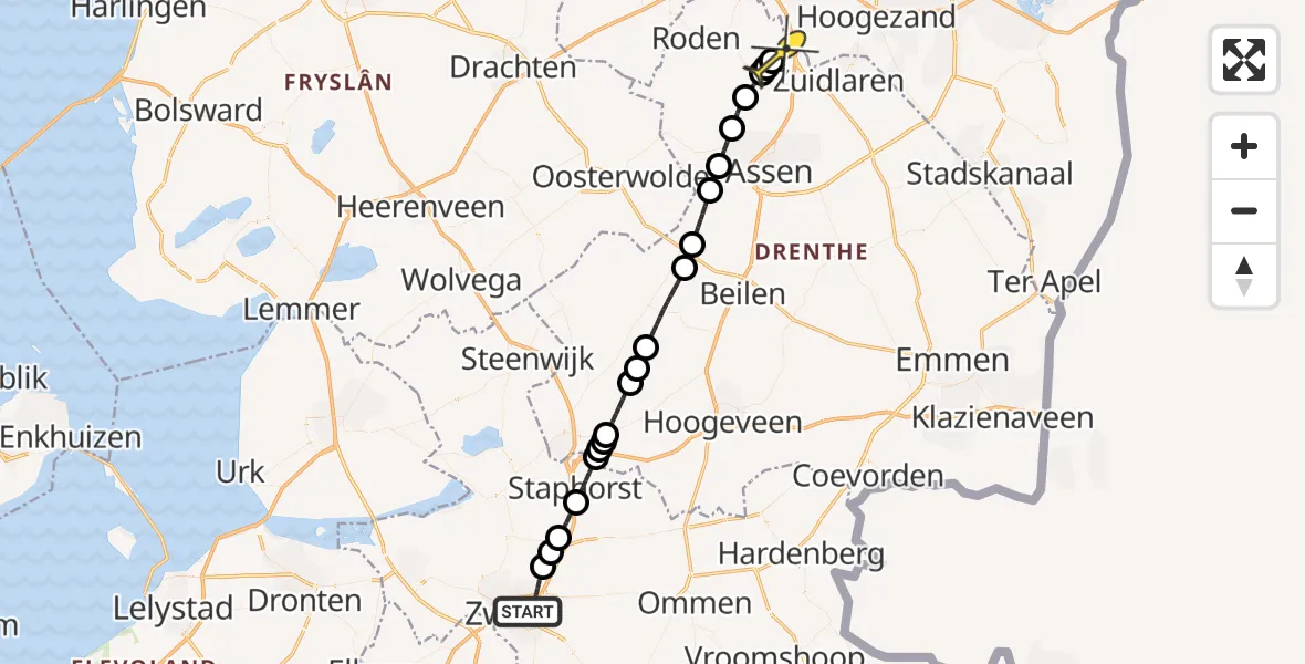 Routekaart van de vlucht: Lifeliner 4 naar Groningen Airport Eelde, Campherbeeklaan