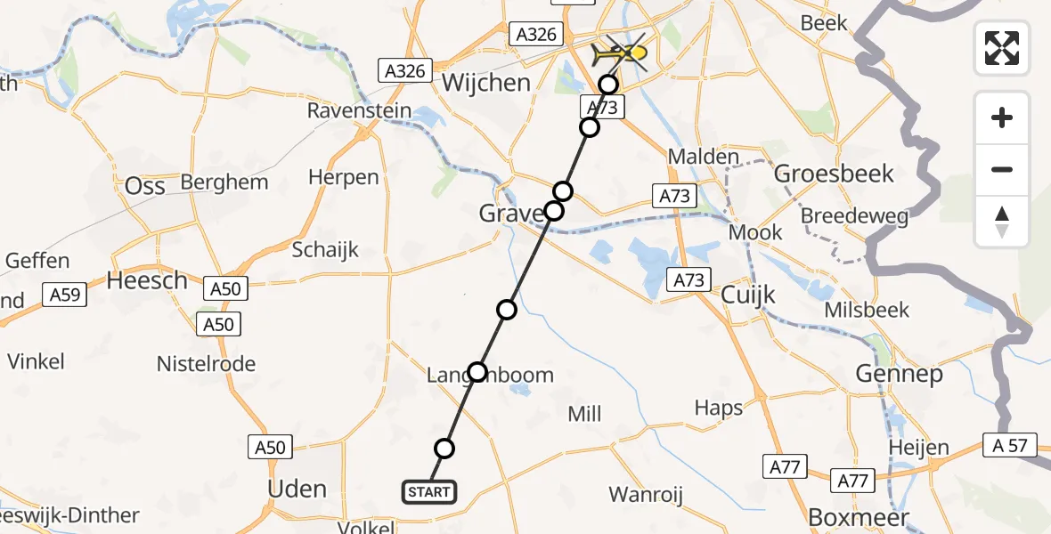 Routekaart van de vlucht: Lifeliner 3 naar Nijmegen, Houtvennen