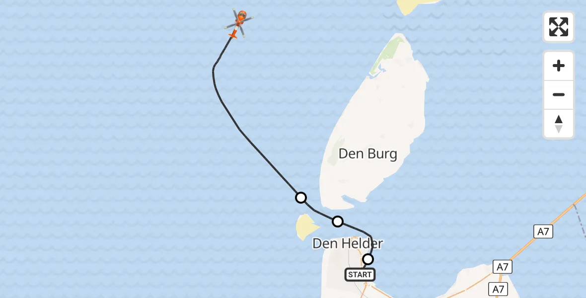 Vluchtroute Kustwachthelikopter Vliegveld De Kooy - , 26 september 2025, 17:30