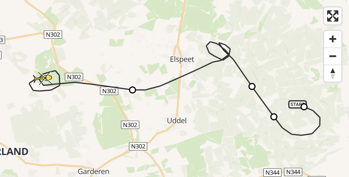 Routekaart van de vlucht: Politieheli naar Ermelo, Bovenweg