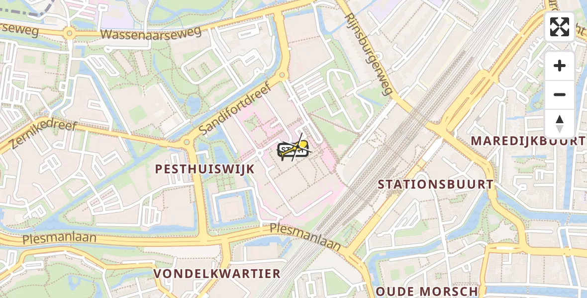 Routekaart van de vlucht: Lifeliner 1 naar Leiden, Albinusdreef