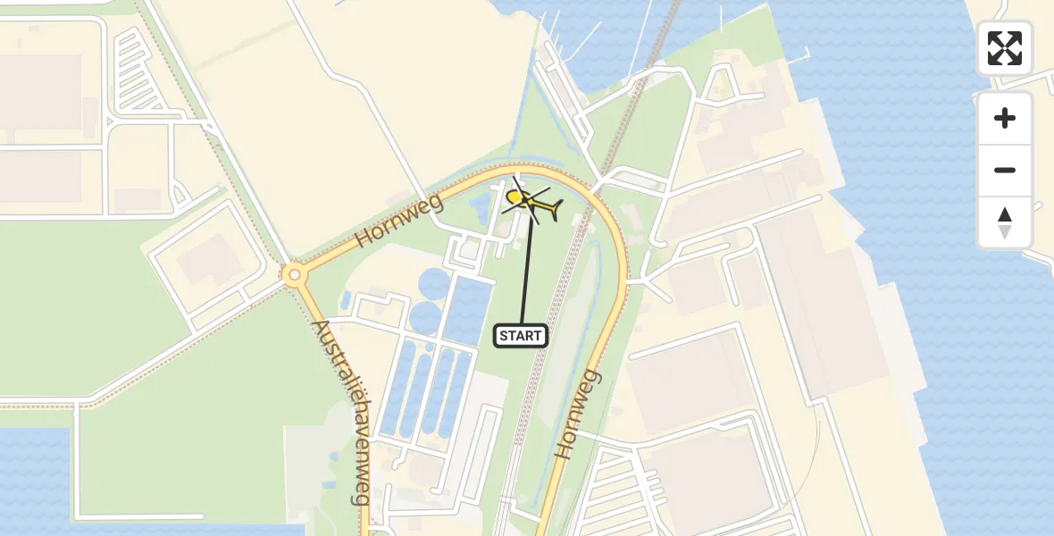 Routekaart van de vlucht: Lifeliner 1 naar Amsterdam Heliport, Hornweg