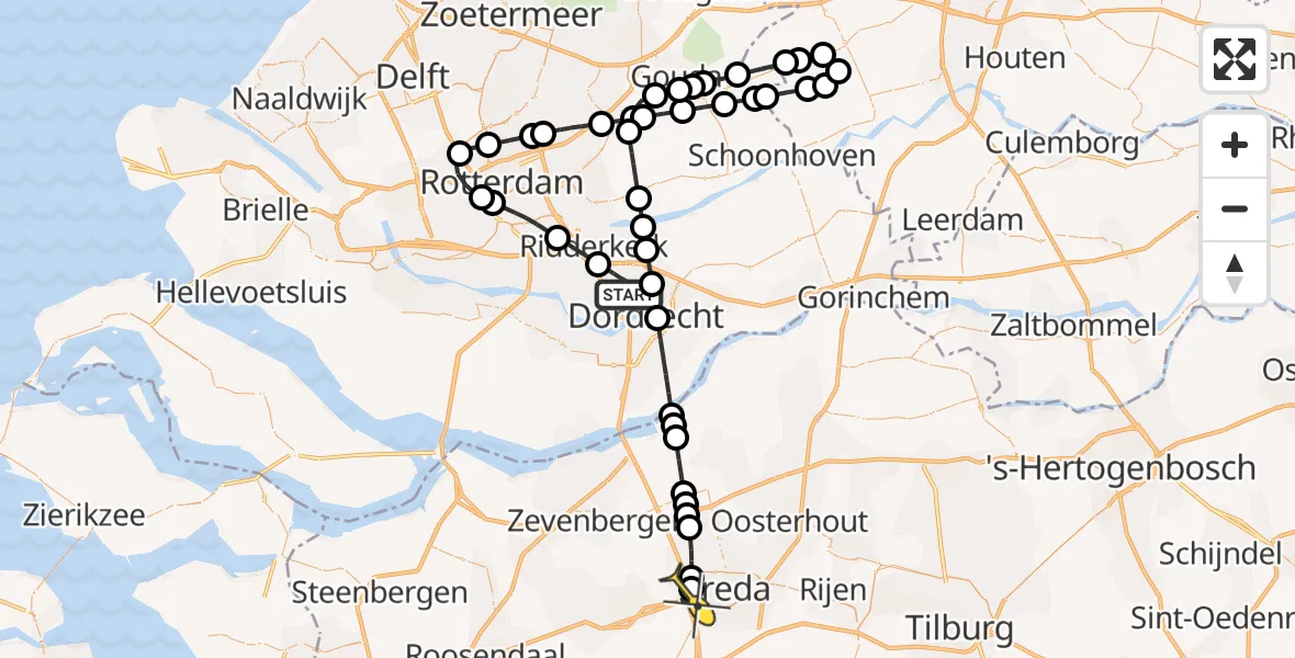 Routekaart van de vlucht: Lifeliner 2 naar Breda, Van Renesseborch