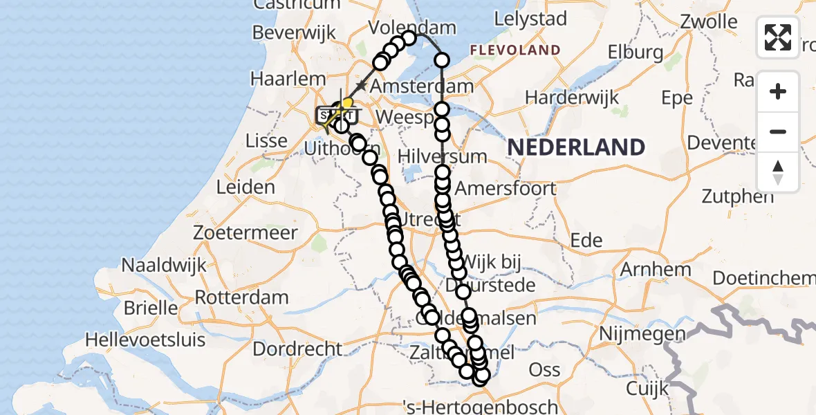 Vluchtroute Politiehelikopter van Schiphol naar Schiphol