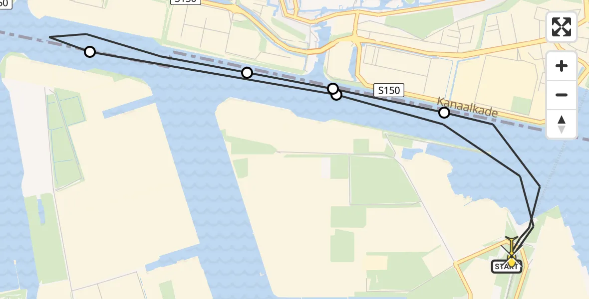 Routekaart van de vlucht: Lifeliner 1 naar Amsterdam Heliport, Schoot
