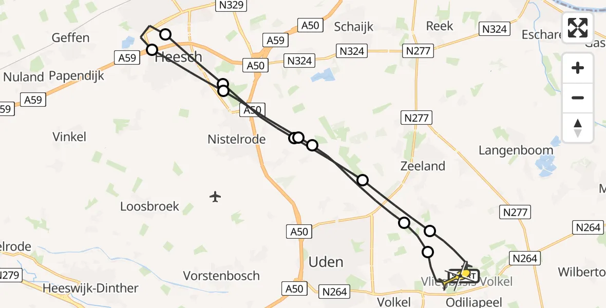 Routekaart van de vlucht: Lifeliner 3 naar Vliegbasis Volkel, Houtvennen