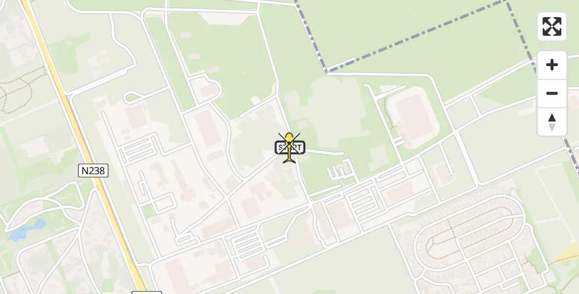 Routekaart van de vlucht: Politieheli naar Huis ter Heide, Camp New Amsterdam