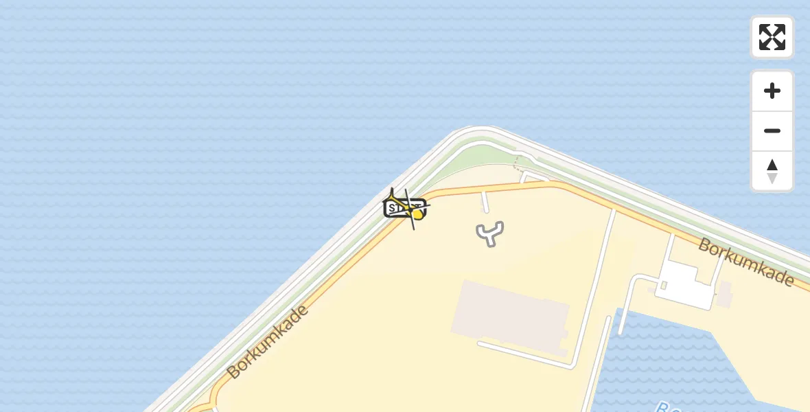Routekaart van de vlucht: Kustwachthelikopter naar Eemshaven, Borkumkade