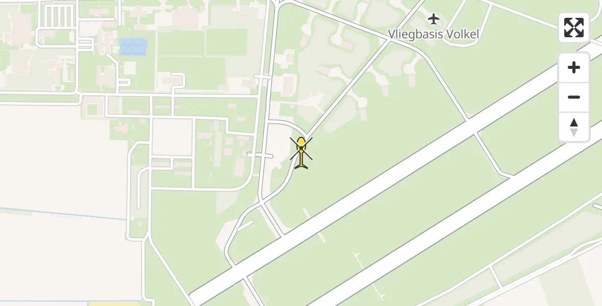 Routekaart van de vlucht: Politieheli naar Vliegbasis Volkel