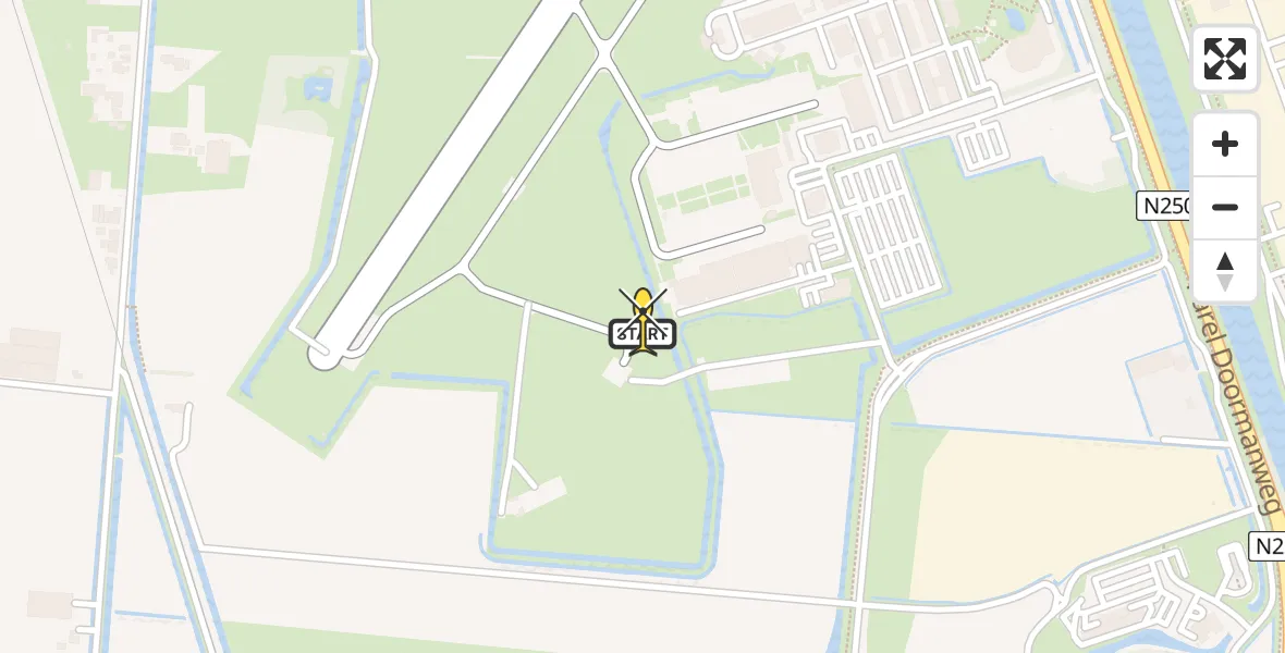 Routekaart van de vlucht: Kustwachthelikopter naar Vliegveld De Kooy, Luchthavenweg