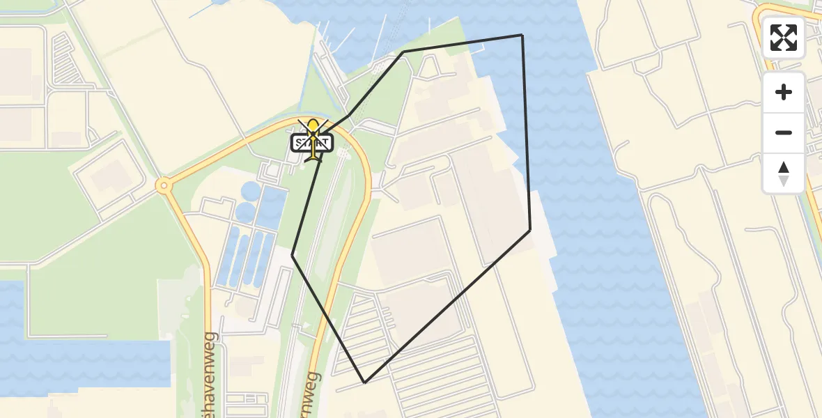 Routekaart van de vlucht: Lifeliner 1 naar Amsterdam Heliport, Hornweg