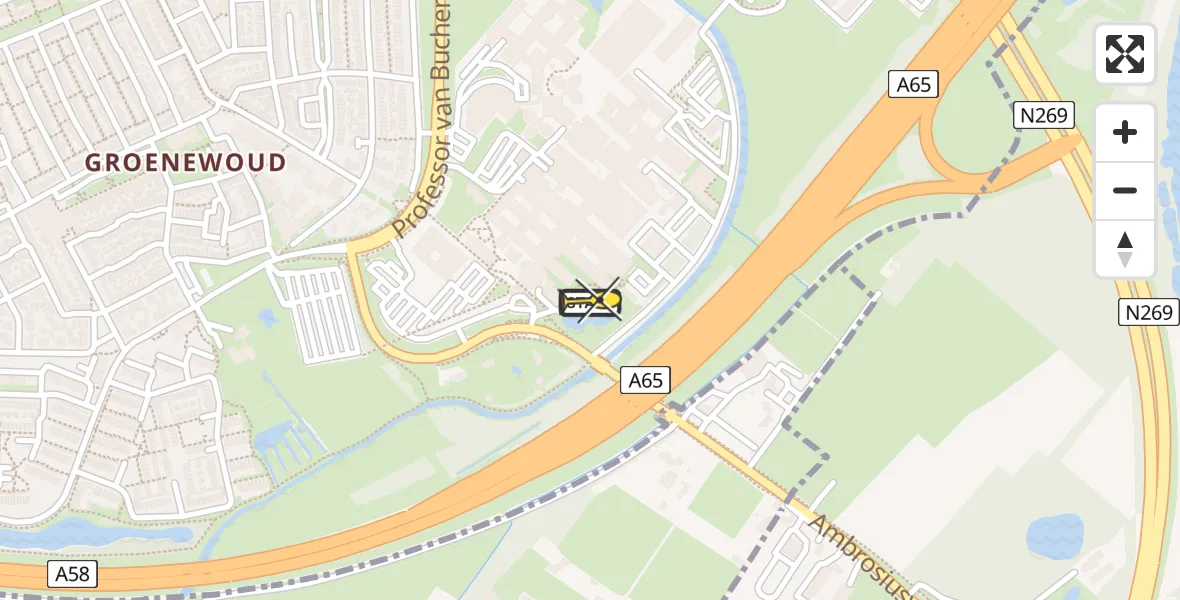 Routekaart van de vlucht: Lifeliner 3 naar Tilburg, Hilvarenbeekseweg