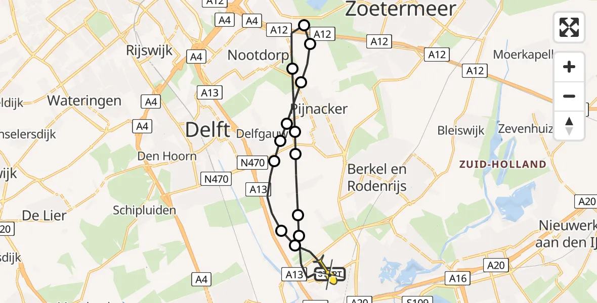 Routekaart van de vlucht: Lifeliner 2 naar Rotterdam The Hague Airport, Zaventembaan