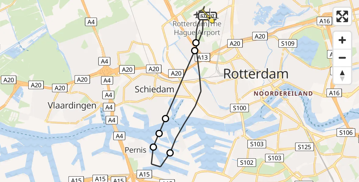 Routekaart van de vlucht: Lifeliner 2 naar Rotterdam The Hague Airport, Tuinieren voor ouderen