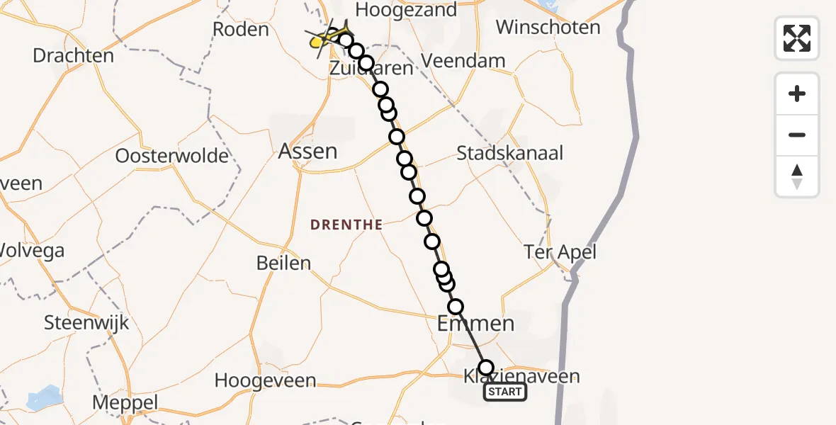 Routekaart van de vlucht: Lifeliner 4 naar Eelde, Kerkweg
