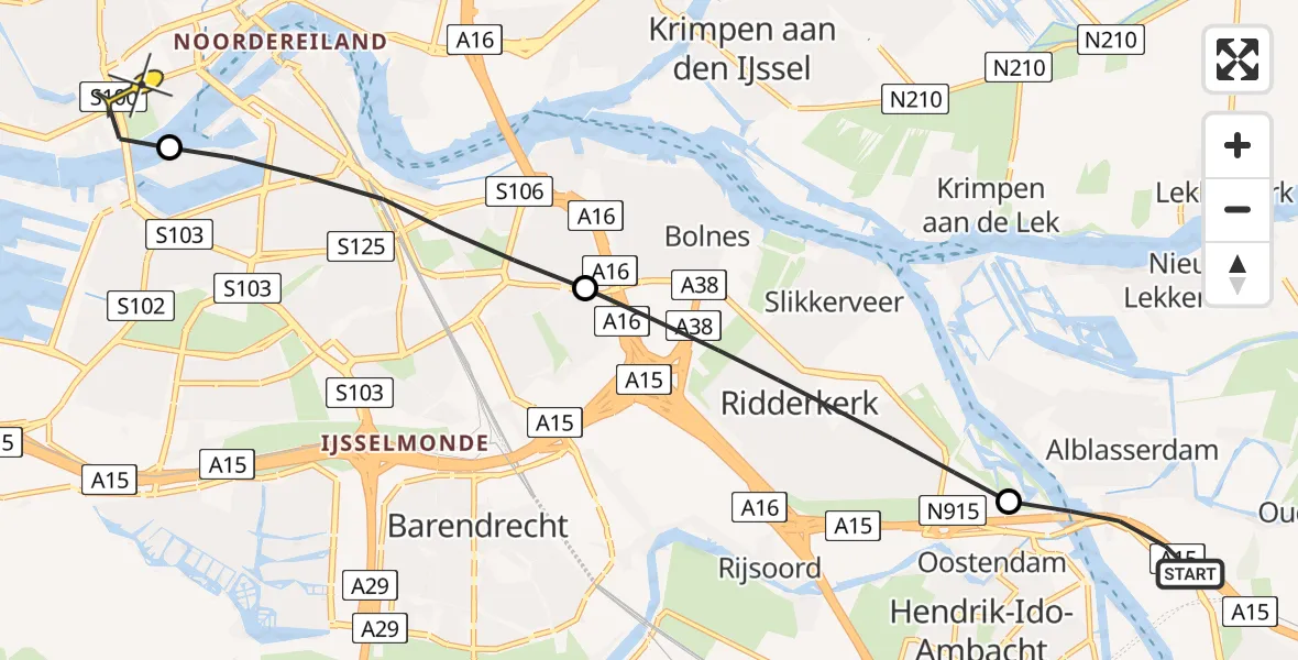 Routekaart van de vlucht: Lifeliner 2 naar Erasmus MC, Grote Beer