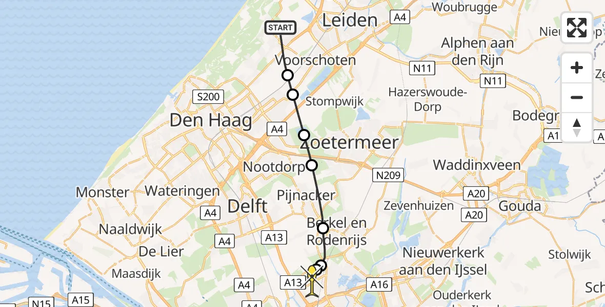 Routekaart van de vlucht: Lifeliner 2 naar Rotterdam The Hague Airport, Zijllaan