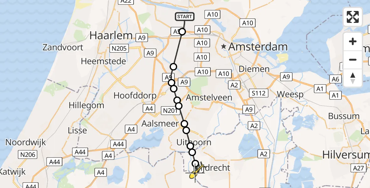 Routekaart van de vlucht: Lifeliner 1 naar Mijdrecht, Maltaweg