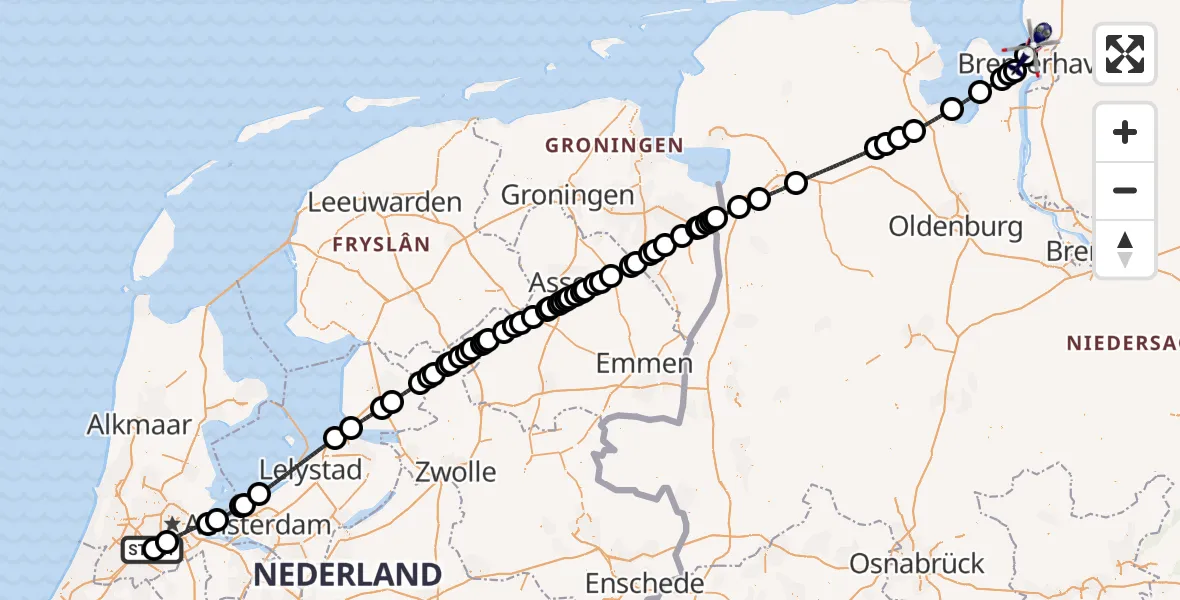 Vluchtroute Politiehelikopter Schiphol - , 28 september 2025, 09:12