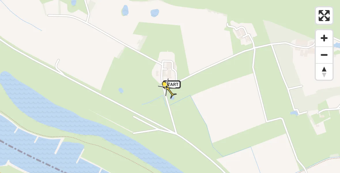 Routekaart van de vlucht: Lifeliner 3 naar Pannerden, Pannerdense Waard