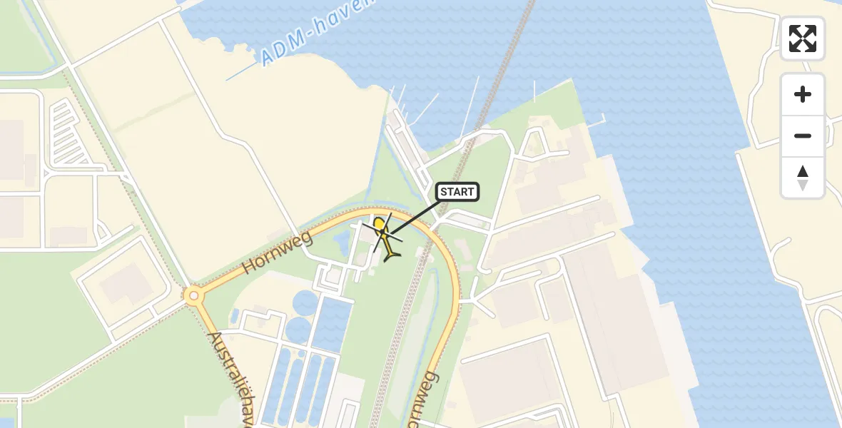Routekaart van de vlucht: Lifeliner 1 naar Amsterdam Heliport, Hornweg