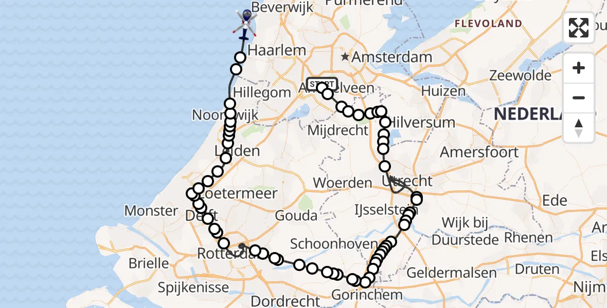 Vluchtroute Politiehelikopter Schiphol - , 28 september 2025, 10:10