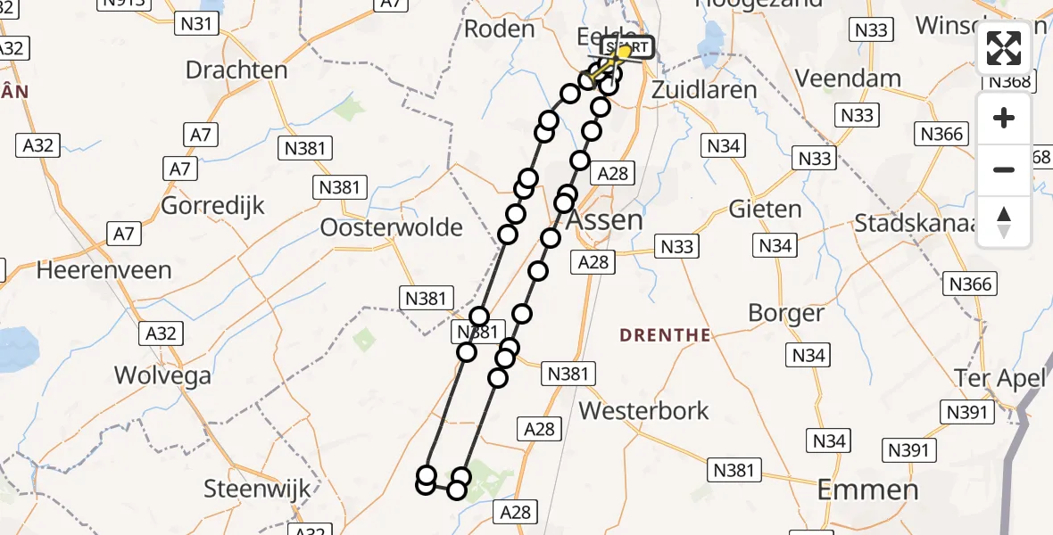 Routekaart van de vlucht: Lifeliner 4 naar Groningen Airport Eelde, Moespot