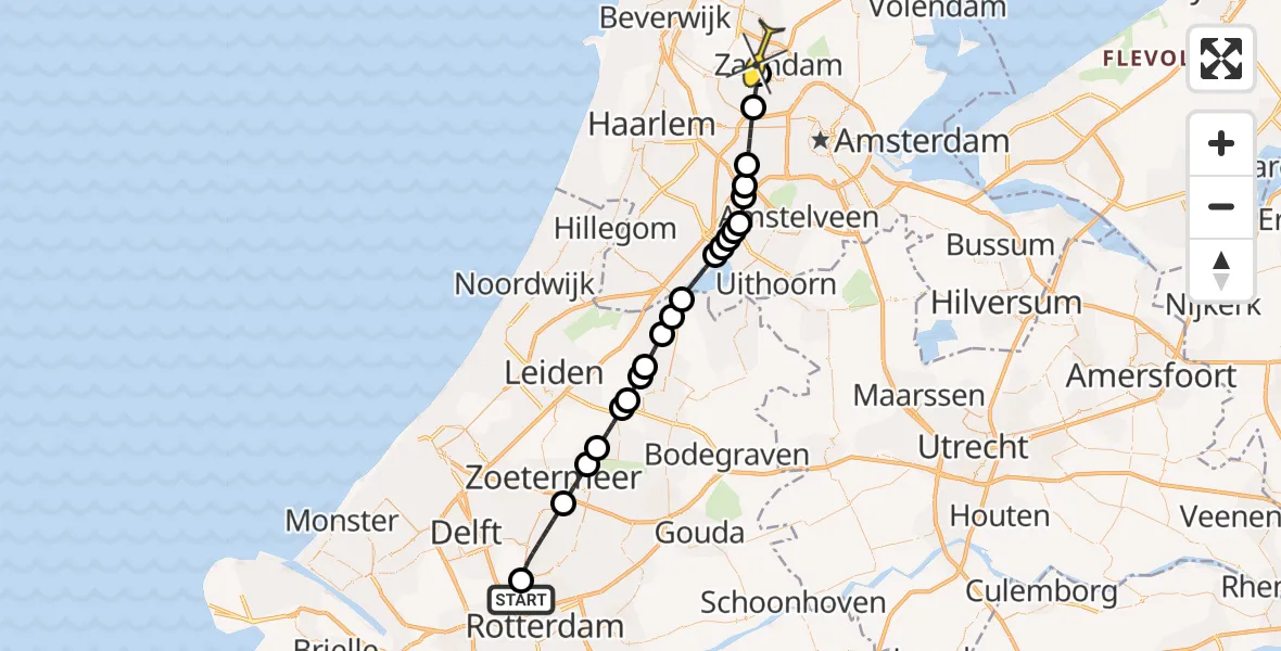 Routekaart van de vlucht: Lifeliner 2 naar Zaandam, Brandenburgbaan