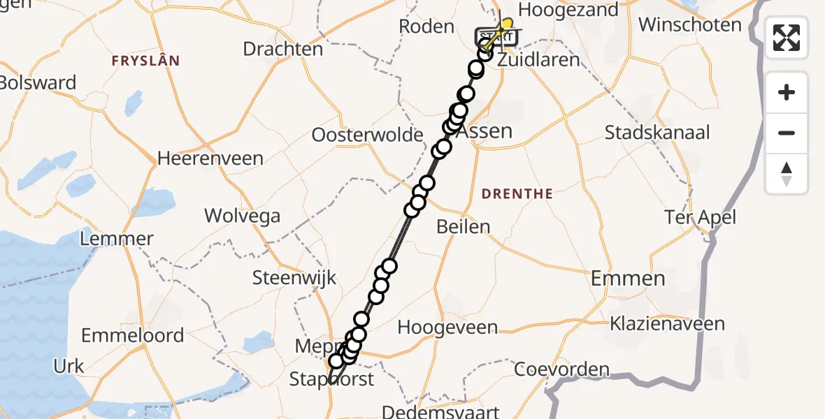 Routekaart van de vlucht: Lifeliner 4 naar Groningen Airport Eelde, Homsteeg