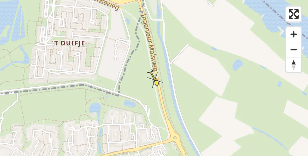 Routekaart van de vlucht: Lifeliner 3 naar Huissen