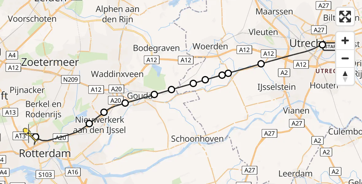 Routekaart van de vlucht: Lifeliner 2 naar Rotterdam The Hague Airport, Princetonlaan