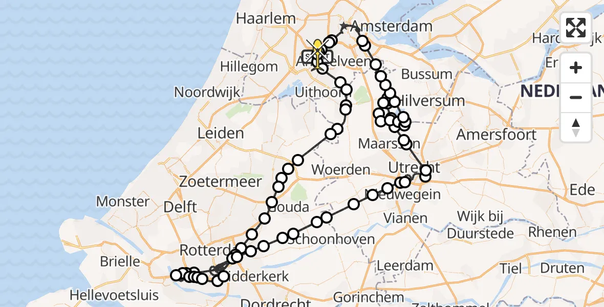 Routekaart van de vlucht: Politieheli naar Schiphol, Voltweg