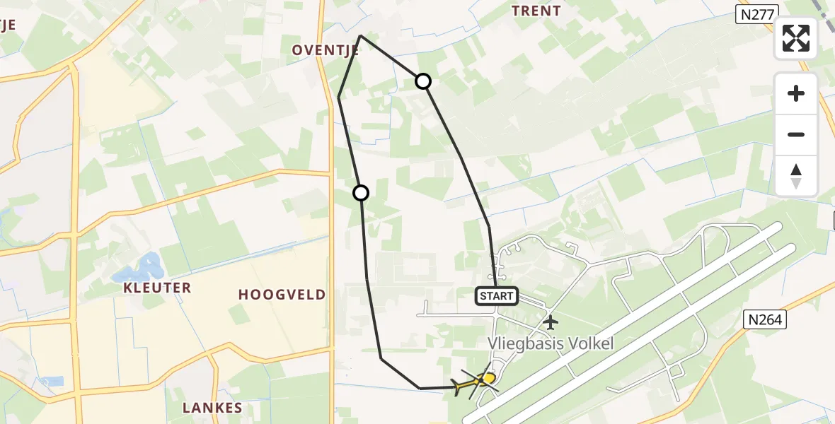Routekaart van de vlucht: Lifeliner 3 naar Vliegbasis Volkel, Millsebaan