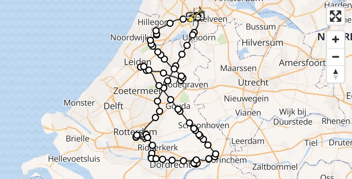 Routekaart van de vlucht: Politieheli naar Schiphol, Schipholweg