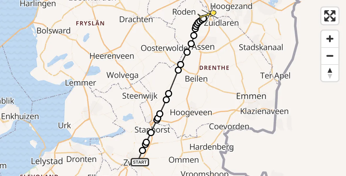 Routekaart van de vlucht: Lifeliner 4 naar Groningen Airport Eelde, Floresstraat