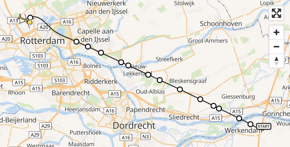 Routekaart van de vlucht: Lifeliner 2 naar Rotterdam The Hague Airport, Transvaal